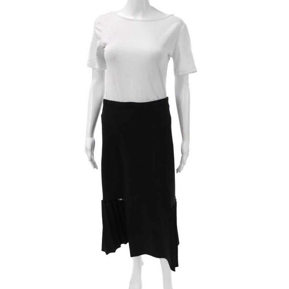 D. Exterior Womens Pleated Long Black Polyester Skirt Pull On Size S